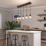 Dining Room Lighting Fixtures Hanging, Mason Jar Lights, 5-Light Pendant Lighting for Kitchen Island with Faux Wood Finish, Brown