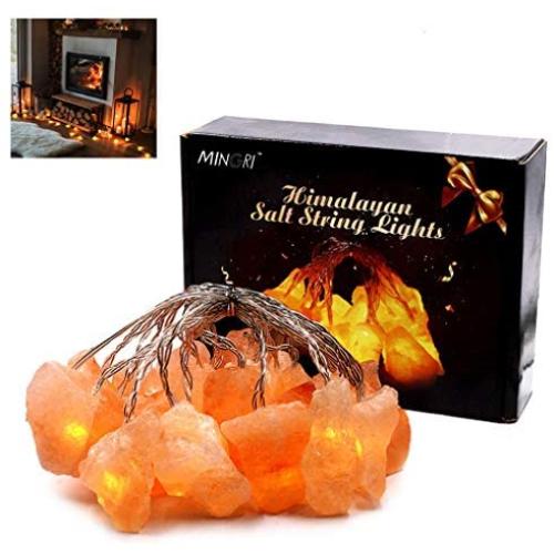 MINGRI Himalayan Salt Fairy Light Indoor Decorative Hanging Lights for Bedroom,Crystal Stones USB Natural Pink Salt Lamp for Meditation,Yoga,Office, Bedside,Desk,Computer, Baby,Child,Kids