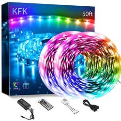 50ft Led Lights for Bedroom,Color Changing Led Strip Lights, 2 Rolls of 25ft Rope Lights with 44 Keys Remote Controller