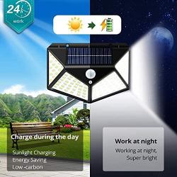 Outdoor LED Solar Lights, AMMTOO LED Solar Motion Sensor Security Lights, 270° Wide Angle Wireless Solar Powered Lights with 3 Modes Waterproof Solar Wall Lights for Garden (4 Pack)