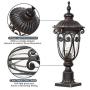 Goalplus Outdoor Post Light Fixture with Pier Mount Vintage Post Lamp for Yard 60W E26 Post Lantern in Bronze Finish with Seeded Glass Shade, 24'' High, IP44 Waterproof, LM0519-M