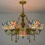 Errzom Tiffany Style Large Chandelier Light, 6 Arms Stained Glass Shade Ceiling Pendant Light Fixture Antique Rustic Chandelier Lamp for Dining Room Living Room,Hummingbird