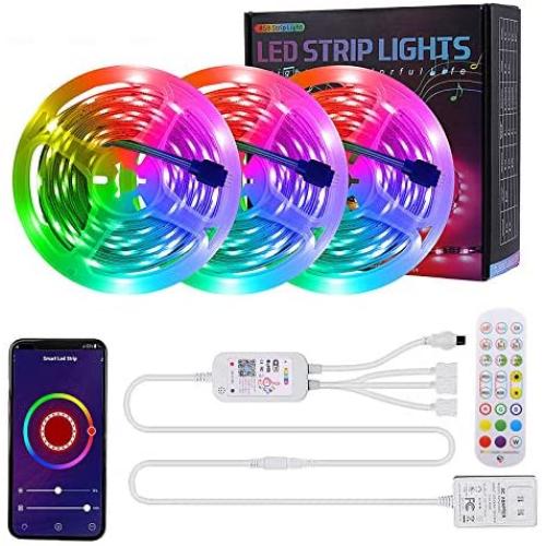 Smart WiFi LED Strip Lights,RGB Light Works with Alexa,Google Home Brighter 5050 LEDs,16 Million Colors, App Controlled Music Light Strip Color Changing led Strip Lights for Bedroom,Kitchen,TV, Party