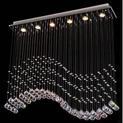 Flashing God LED K9 Crystal Pendant Light Ceiling Lamp for Dining Room LED Lighting Color Temperature 3200-5800K Changing Chandelier Hight Lumens