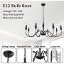 8 Lights Black Chandeliers Farmhouse Industrial Classic Candle Ceiling Rustic Pendant Lights Fixture for Dining Living Room Bedroom Kitchen Island Hanging Lighting