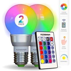 Kobra LED Color Changing Light Bulb with Remote Control - 16 Different Color Choices Smooth, Fade, Flash or Strobe Mode - Smart Remote Lightbulb - RGB & Multi Colored - Makes a Perfect Gift