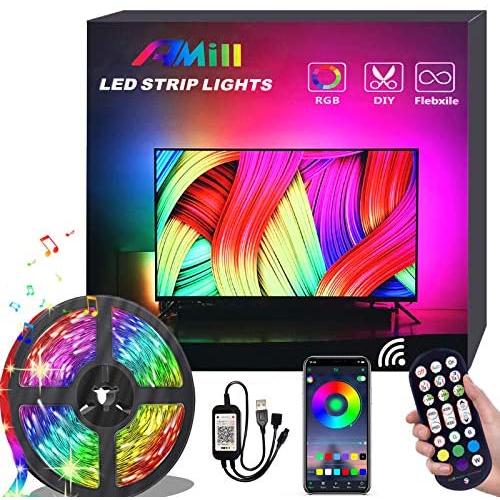 16.4ft TV LED Backlight, RGB Lights Strip USB 5050 LED DIY Color Changing Lighting Strip with Remote Control, APP Controlled Music for TV Bedroom Home Kitchen Cabinet Party Decoration