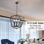 VINLUZ Industrial Chandeliers 6 Light Dining Room Lighting Fixtures Hanging Oil Rubbed Bronze Modern Lantern Pendant Light, Farmhouse Lighting Ceiling for Kitchen Island Entryway Foyer