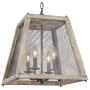 Farmhouse Chandelier, 4-Light Lantern Chandelier with Iron Net, New Modern Farmhouse Light Fixture for Foyer, Kitchen Island, Dining Rooms