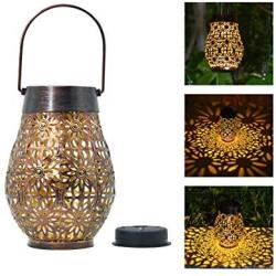 Shengming Daisy Design Super Big & Bright Lantern Hanging Garden Outdoor Solar Lights Metal Waterproof LED Table Lamp Decorative (Oval Shape) l