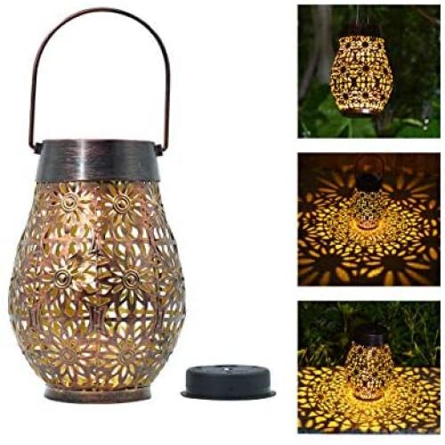 Shengming Daisy Design Super Big & Bright Lantern Hanging Garden Outdoor Solar Lights Metal Waterproof LED Table Lamp Decorative (Oval Shape) l