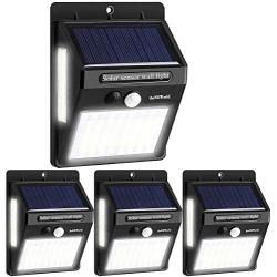 Solar Lights Outdoor 100 LED Solar Motion Sensor Wall Lights Wireless Solar Powered IP65 Waterproof Solar Security Lights for Porch Garden Yard Fence Patio Deck (4-Pack)