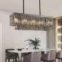 BAYCHEER Luxury Smoke Crystal Modern Chandelier,Rectangle 10 Bulbs Crystal Droplets Pendant Suspension Lamp Light Fixture Hanging Dining Room Kitchen Island,Bulb Not Included,31.5''