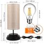 Touch Control BedsideTable Lamp - Moobibear Stepless Dimmable Nightstand Lamp with USB Charging Port, Modern Desk Reading Lamp for Bedroom, Living Room, Kids Room, College Dorm, LED Bulb Included