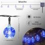 Solar Blue Lights String Waterproof - 36ft 8 Mode 60 LED Outdoor Mini Crystal Globe String Lights, Christmas Tree Decor Light String for Garden, Patio, Fence, Holiday, Party, Balcony, Xmas Decorations