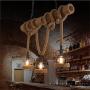 BAYCHEER Industrial 3 Lights Pendant Light Ceiling Lighting Hanging Lamp Chandelier Lantern Style with Rope Cage Frame & Wood Decoration for Indoor Bar Warehouse Hallway Use E26 Bulbs