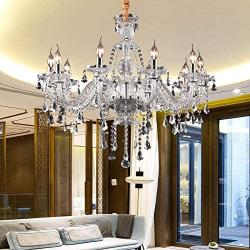 Ridgeyard Clear K9 Crystal 10 Lights Modern Luxurious Chandelier Candle Pendant Lamp Ceiling Living Room Lighting for Dining Living Room Bedroom Hallway Entry 25.6 x 35.4 Inch Gift Idea (Transparent)