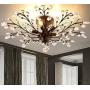 SEOL-LIGHT Vintage Large Crystal Branches Chandeliers Black Ceiling Light Flush Mounted Fixture with 5 Light 200W 31.5''Dia