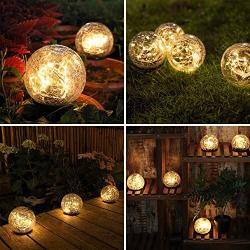 Garden Solar Lights, Cracked Glass Ball Waterproof Warm White LED for Outdoor Pathway Walkway Patio Yard Lawn, 1 Globe (4.72”)