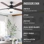 CO-Z 52 Farmhouse Ceiling Fan with Lights and Remote, Rustic Ceiling Fans with LED Light for Bedroom, Living Room, Kitchen, Black Ceiling Fan Light Fixture with 5 Plywood Blades (Cherry & Walnut)