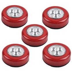 5 Pack LED Closet Light Wireless Touch Lights Tap Light Wireless Stick on Push Touch Lights for Closets, Cabinets, Wardrobe, Counters, Utility Rooms, Red