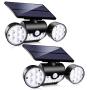 Toyawany Solar Security Lights, 3 Head Solar Motion Sensor Lights Outdoor Adjustable Flood Lights Outdoor Spotlights 360° Rotatable IP65 Waterproof for Porch Garden Patio Yard Garage Pathway (2 Pack)