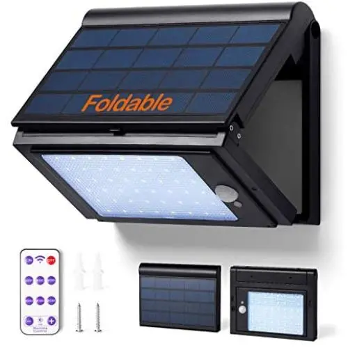 Solar Lights Outdoor, IP65 Waterproof Solar Motion Lights with 6 Mode, Solar Lights Foldable with 48 LED Super Bright Lights, Motion Sensor Security Lights for Camping Garden Patio Yard