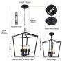 Farmhouse Chandelier 4-Light Vintage Lantern Black Pendant Light Fixture Iron Cage Hanging Light for Kitchen Island Dining Room Hallway Foyer Entryway