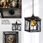 J JACKCUBE DESIGN Farmhouse Wooden Metal Pendant Lighting Hanging Ceiling Lamp Square Black Industrial Geometric Hanging Cage Light Fixture for Kitchen Island, Dining Room, Entryway - MK630A