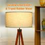 Floor Lamps for Living Room, KINGSO Wood Tripod Floor Lamp, Standing Light Flaxen Lamp Shade with E26 Bulb Base, Floor Lamps for Bedrooms Study Room Office