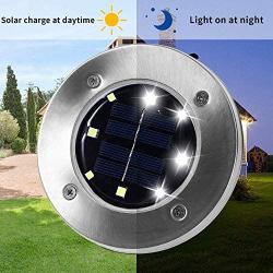 Otdair Solar Ground Lights, 8 LED Outdoor Solar Disk Lights, Waterproof In-Ground Lights, Solar Garden Lights, Landscape Lights for Pathway, Yard, Deck, Patio, Walkway, 12 Packs