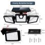 Solar Lights Outdoor, Solar Motion Sensor Lights 3 Heads Adjustable 70 LED Solar Flood Security Lights Outdoor Spotlights 180° Rotatable IP65 Waterproof for Garage Pathway Porch Garden Patio 2 Pack