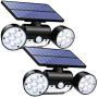 CINOTON Solar Lights Outdoor Motion Sensor 30 LED Solar Flood Light Dual Head Spotlights IP65 Waterproof 360°Rotatable Solar Landscape Light for Yard Garage Patio Porch - 2 Packs