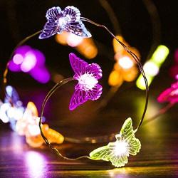 Frienda Butterfly String Lights, 10ft 40 LEDs Battery Operated 12 Modes Summer Fairy Light Decor for Bedroom Party Garden Wedding with Remote and Timer