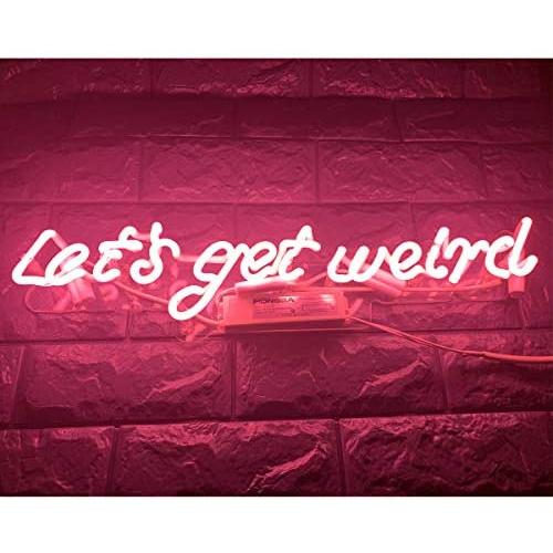 21inches Real Glass Neon Lets Get Weird Wall Sign for Cool Light, Wall Art, Bedroom Decorations, Home Accessories, Party, and Holiday Decor