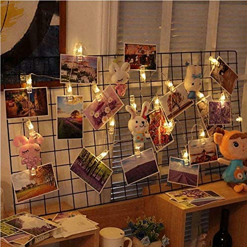 Lwind Photo Clip String Lights 40 Clip LED 20FT Fairy Twinkle Lights for Pictures Bedroom Wall Patio Halloween Christmas Party Wedding Décor(USB Battery Clip Warm White)