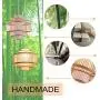Bamboo Lantern Pendant Lamp, Retro Japanese Style E28 Chandelier Hanging Light Ceiling Lighting Fixture for Living Room Bedroom Restaurant Cafe Teahouse Bar Dining Room Club