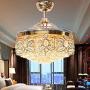 Sweety House 42''Crystal Ceiling Fan Light with Light and Remote Control Adjustable Invisible Fan Chandelier trapezoidal Modern LED Fan Light for Bedroom Living Room Chandelier(Luxury crystal)
