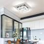 Modern Crystal Ceiling Light with Dimmable Remote Control, Stainless Steel Luxury Flush Mount LED Chandeliers Ceiling Light Fixture, Ideal for Dining Room, Bedroom, Hallway, Living Room