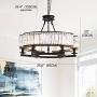 CROSSIO 6 Lights Luxury Round Crystal Chandelier Vintage Black Iron Pendant Light for Dining Room Bedroom Living Room D25.6'' x H20''