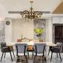 BAYCHEER Victorian Tiffany Lamp 7 Lights Stained Glass Dome Chandelier 32.68'' Victorian Pendant Light Hanging Lamp Chain Adjustable Gorgeous Lighting in Blue