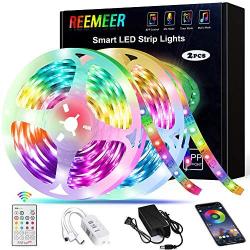 Led Strip Lights Reemeer Led Lights Strip 32.8ft App Controlled and Remote Led Lights for Bedroom Kitchen Party