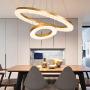 Joyxeon Modern Crystal Chandeliers, 2 Ring LED Ceiling Lights Pendant Lighting, Dining Room Chandelier, Adjustable Brass Gold Light Fixtures for Living Room, Bedroom, Porch - Warm White 3600Lm Bright