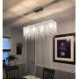 APBEAM Rectangular Crystal Chandelier, Modern Linear Suspension Lighting Fixtures Hanging Over Table for Dining Room Restaurants Kitchen Island