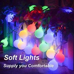 Globe Led String Lights, Mibote 55ft 112 LEDs Colored Fairy Lights Waterproof Plug in String Lights for Outdoor Indoor Bedroom Patio Garden Party Wedding Patio Christmas Xmas Tree Decoration