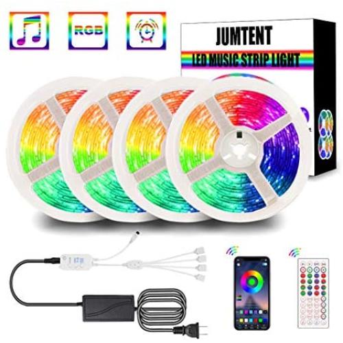 LED Strip Lights, 65.6FT Strips Light 5050 RGB Music Sync String Lights Bedroom strip light Color Changing Rope Lights APP Control +44 Keys Remote for Bedroom Sitting Room Kitchen Home Party 4Roll 20M