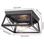 HMVPL Industrial Close to Ceiling Light, Farmhouse Light Fixtures Flush Mount Lighting Mini Ceiling Lamp 2-Light for Kitchen Island Dining Room Bedroom Foyer Hallway