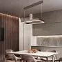CCSUN Contemporary LED Acrylic Chandelier Dimmable,130w Rectangular Dining Room Pendant Light with Remote Control Modern Creative Ceiling Light Adjustable Height Island Lights for Living Room Kitchen