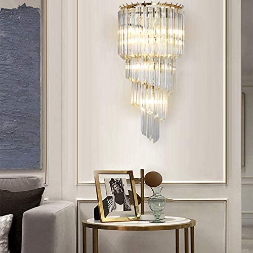 LITFAD Clear Crystal Wall Sconce 5 Lights Contemporary Wall Light Fixture Modern Wall Mount Light Fixture in Gold LED Wall Lamps Sconce Night Light for Living Room Hallway Bedside Hotel LITFAD Clear Crystal Wall Sconce 5 Lights Contemporary Wall Light Fixture Modern Wall Mount Light Fixture in Gold LED Wall Lamps Sconce Night Light for Living Room Hallway Bedside Hotel