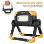 RUNACC LED Work Light USB Rechargeable Folding Portable Waterproof 2 COB 2000LM Flood Light Stand Working Lights for Outdoor Camping Hiking Emergency Car Repairing and Job Site Lighting, 360°Rotation